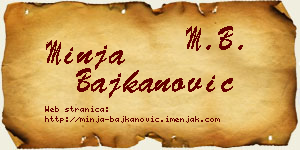 Minja Bajkanović vizit kartica